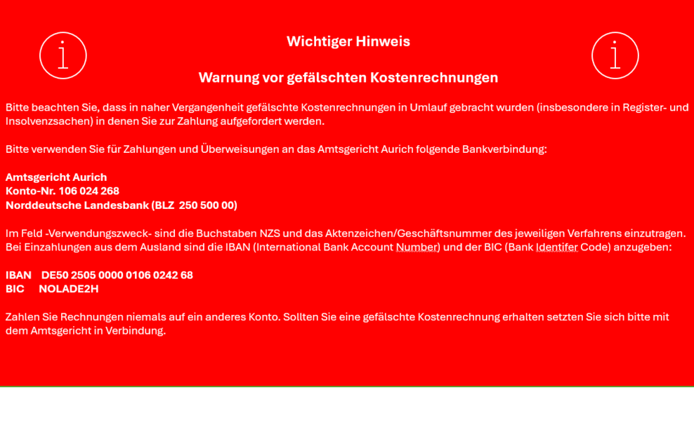 Warnung vor gefälschten Kostenrechungen